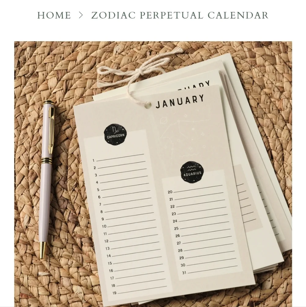 Zodiac Hanging Perpetual Calendar- Lot Of 3. NEW